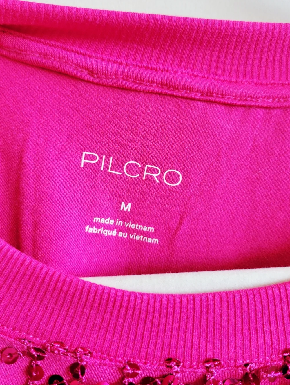 Pilcro Long-Sleeve Sequin‎ Top Raspberry